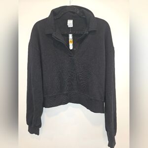 Victoria Secret PINK Black Crop Pullover Top Size M Nwt